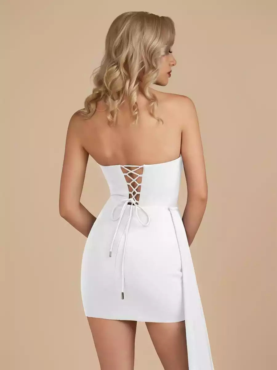 Easy and stylish chiffon round neck short sleeveless lace up back Homecoming Dresses